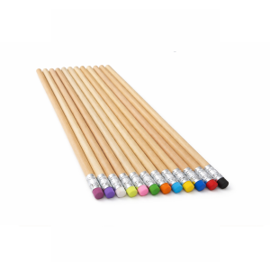 LÁPIZ DE MADERA NATURAL CON BORRADORES DE COLORES